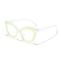 Stylish transparent cat-eye sunglasses featuring a vibrant neon green inner frame detail - Transparent Yellow-Lined Anti-Blue Light