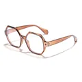 Retro amber translucent polygon frame glasses featuring blue light blocking lenses - Polygon Blue Light Blocking Glasses / Dark Tea Frame Anti-blue Light