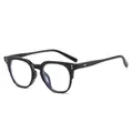 Retro round black frame glasses with premium anti-blue light lenses for daily digital use - Black Frame