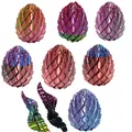 Sammlung von 3D-gedruckten Dracheneiern in verschiedenen Seiden-Regenbogenfarben - Mehrfarbig