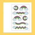 Colorful cartoon rainbow temporary tattoo stickers for kids, fun body art decals. - Rainbow Series (WK-178) / 1 Sheet