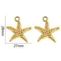 Par de dijes de estrella de mar dorados para joyería DIY, medida 28mm por 27mm. - Forma de estrella de mar / 28mm / Dorado