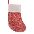 Traditional red and white knitted Christmas stocking hanging gift bag tree ornament - Red and White Wave