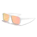 Gafas de sol deportivas rectangulares blancas con lentes de espejo naranja para ciclismo - Montura Blanco Mate Espejo Rojo