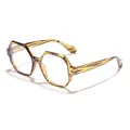 Retro oversized polygonal glasses with brown tortoiseshell pattern and blue light filter - Polygon Blue Light Blocking Glasses / Tea Stripe Anti-Blue Light