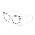 Transparent cat-eye glasses with black rim detail and clear temples for daily wear - Transparent Black-Lined Anti-Blue Light