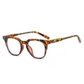 Classic round tortoiseshell anti-blue light glasses with retro style frames for unisex. - Leopard Frame