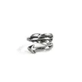 Vintage Silber Feder und Pfeil offener Ring in verstellbarem minimalistischem Stil - Größe 6 / Stahlfarben
