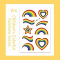 Sheet of colorful rainbow heart and star temporary tattoo stickers for creative kids play - Rainbow Series (WK-179) / 1 Sheet