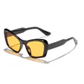Trendy cat-eye sunglasses with black frame and orange lenses, stylish retro variant. - Black Frame Orange Lens