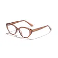Occhiali da vista retrò cat-eye con montatura marrone traslucida e lenti chiare - Montatura Tè Scuro Anti-Luce Blu(KD3150)