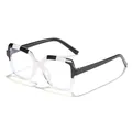 Montatura per occhiali quadrata bicolore con lenti anti-luce blu da donna - Bianco e nero