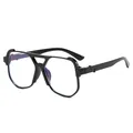 Retro-Fliegerbrille mit Blaulichtfilter und elegantem schwarzem Rahmen für Damen und Herren - Glänzendes Schwarz Anti-Blaulicht