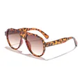 Oversized tortoise shell aviator sunglasses with brown gradient lenses and UV protection - Tortoise Frame Gradient Tea Lens