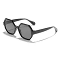 Vintage black polygonal sunglasses with dark hexagonal lenses for unisex fashion - Black Frame Grey Lens