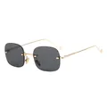 Stylish rimless oval sunglasses with gold metal arms and dark gray lenses - Gold Frame Grey Lens
