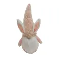 Decorative pink Easter plush bunny gnome with a long white beard for festive desktop display - Pink