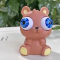 Brauner Bär Antistress-Quetschspielzeug mit blauen Kulleraugen für kreativen Spielspaß - Hervorstehende Augen Bär Zufällige Augenfarbe