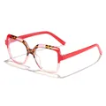 Eleganti occhiali squadrati anti-luce blu con montatura rossa e motivo leopardato. - Tartarugato Rosso