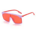 Vibrant purple and red kids sports shield sunglasses with a one-piece UV protection lens - Purple Frame Red Lens