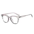 Stylish retro round anti-blue light glasses with a clear transparent gray frame design - Transparent Grey
