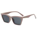 Occhiali da sole retrò cat-eye con montatura marrone nude e lenti scure protettive UV - Rosa Lente Grigia