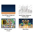 Christmas Nativity DIY sticker set with 12 background scenes and coloring pages - B5 Nativity Scene / 25 Piece Set (12 Stickers+12 Backgrounds+Cover)