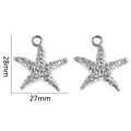 Silver-toned starfish pendant charm 28x27mm for DIY jewelry making - Starfish Shape / 28mm / Electroplated Silver