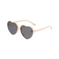 Stylish retro heart-shaped sunglasses for kids with cream beige frame and dark lenses - Heart Frame Style / No Accessories / Cream White Frame Gray Lens