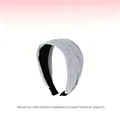 Detail view of light blue pleated wide headband with elegant texture - Blue Gray