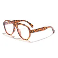 Oversized tortoise shell aviator sunglasses with retro flat top design in brown - Demi Frame Anti-blue Light