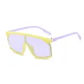 Stylish kids shield sunglasses with yellow frame and purple UV protection lenses - Yellow Frame Purple Lens
