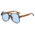 Retro oversized tortoise shell aviator sunglasses featuring stylish light blue lenses - Tortoiseshell Frame Blue Lens