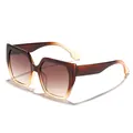 Chic oversized gradient brown square cat-eye sunglasses with premium UV protection - Brown Gradient Frame