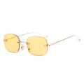 Stylish rimless sunglasses with yellow lenses and gold metal frames for daily wear. - Gold Frame Yellow Lenses