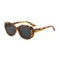 Retro ovale zonnebril met schildpadpatroon en donkere glazen plus UV-bescherming stijl - Schildpad Montuur Grijs Lens