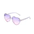 Retro heart-shaped kids sunglasses with purple gradient lenses and glitter frame - Heart Frame Style / No Accessories / Trans Purple Frame Purple Pink Gradient