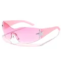 Gafas de sol Y2K rosas envolventes para mujer con detalle de estrella plateada - Montura Rosa / Lentes Rosas