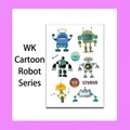 Sheet of colorful cute cartoon robot temporary tattoo stickers for kids and party favors - Robot Style (WK-079) / 1 Piece