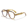 Oversized aviator style sunglasses with a unique yellow tiger stripe patterned frame - Tea Stripe Anti-Blue Light