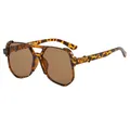 Oversized double bridge aviator sunglasses with leopard print tortoiseshell frames - Tortoise Shell Frame