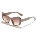 Elegantes gafas de sol marrones de gran tamaño con montura ojo de gato y lentes degradadas - Marco Café Lentes Té Dobles