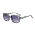 Occhiali da sole ovali vintage con montatura grigio opaco e lenti sfumate viola. - Grigio Trasparente Opaco Doppia Lente Grigia