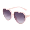 Trendy pink heart-shaped sunglasses for kids with stylish purple gradient lenses - Heart Frame Style / No Accessories / Jelly Pink Grey Lens