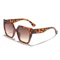 Trendy oversized cat-eye sunglasses featuring tortoiseshell frame and gradient brown lenses - Tortoise Frame Gradient Tea Lens