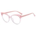 Trendy pink two-tone cat-eye glasses frame with blue light blocking lenses for women - Transparent Pink