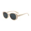 Occhiali da sole retrò con montatura ovale beige e lenti scure anti-UV - Bianco Avorio Grigio