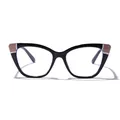 Moderne Cat-Eye-Blaulichtfilter-Brille mit exklusivem schwarz-braunem Patchwork-Gestell - Schwarz und Kaffee gespleißt