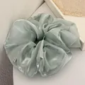 Dettaglio macro dell'elegante tessuto di organza verde salvia su questo elastico oversize. - Verde