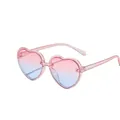 Stylish heart-shaped kids sunglasses with pink blue gradient lenses and glitter frame - Heart Frame Style / No Accessories / Pink Frame Pink Blue Gradient